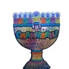 Rite Lite 10" Blue And Violet Led Lighted Menorah Window Silhouette Decoration