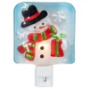 Northlight 6" Blue And White Glass Snowman Christmas Night Light