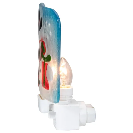 Northlight 6" Blue And White Glass Snowman Christmas Night Light