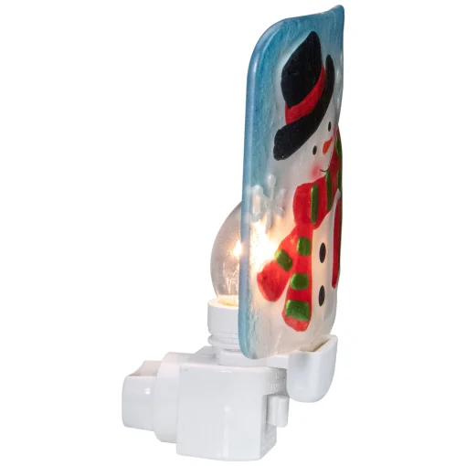 Northlight 6" Blue And White Glass Snowman Christmas Night Light