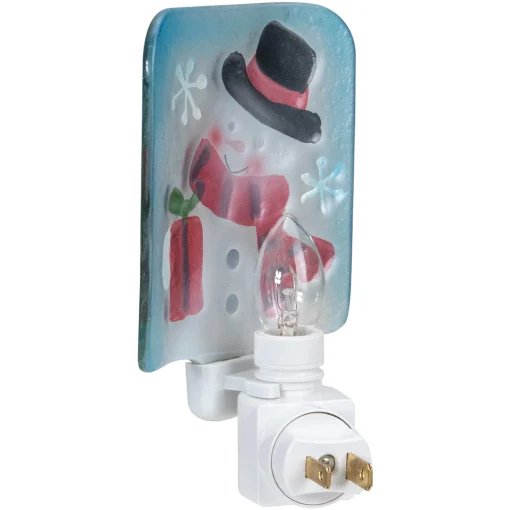 Northlight 6" Blue And White Glass Snowman Christmas Night Light