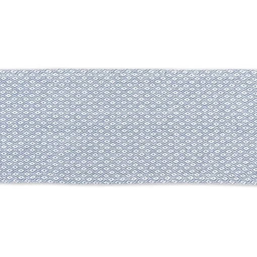 Contemporary Home Living 72" Blue And White Rectangular Diamond Weaved Table Runner