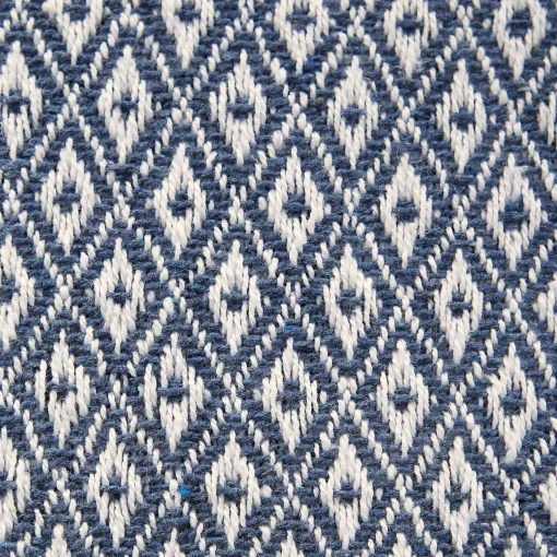 Contemporary Home Living 72" Blue And White Rectangular Diamond Weaved Table Runner