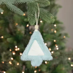 Northlight Trees & Wreaths>6" Blue Faux Fur Plush Tree Christmas Ornament
