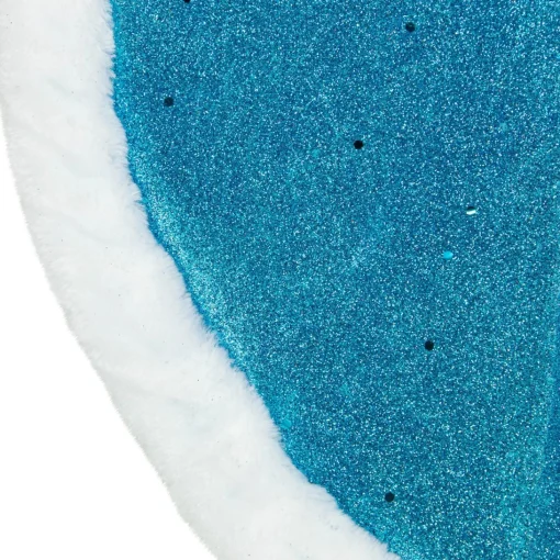 Mini Tree Skirts*Northlight 20" Blue Glittered Mini Christmas Tree Skirt With Fur Trim