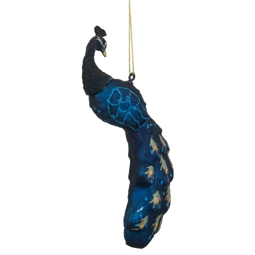 Northlight Animals>6" Blue Glittered Peacock Glass Christmas Ornament