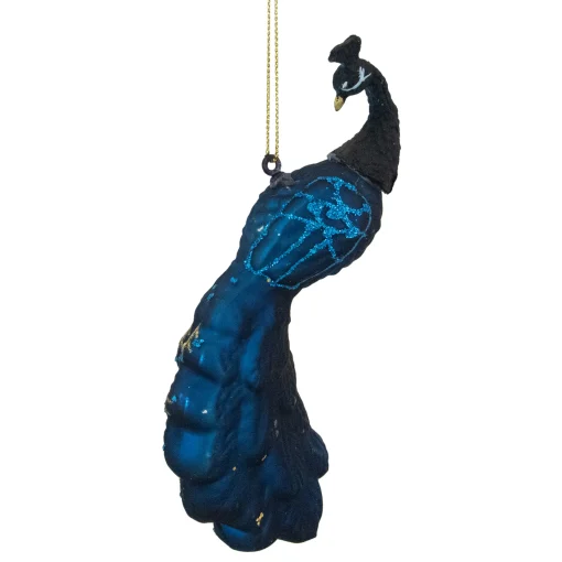 Northlight Animals>6" Blue Glittered Peacock Glass Christmas Ornament