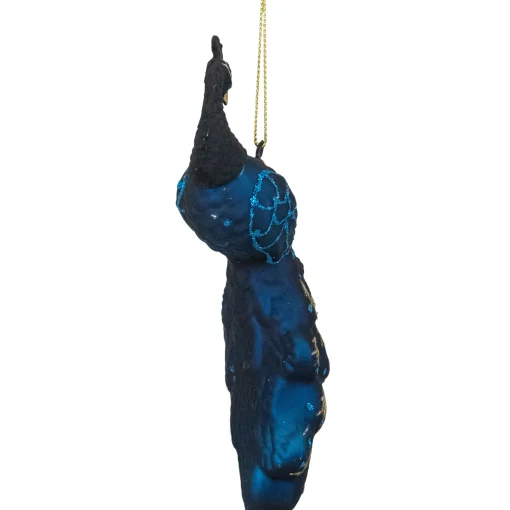 Northlight Animals>6" Blue Glittered Peacock Glass Christmas Ornament