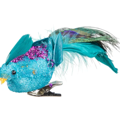 Northlight Animals>8" Blue, Green And Purple Sequins Peacock Bird Clip-On Christmas Ornament