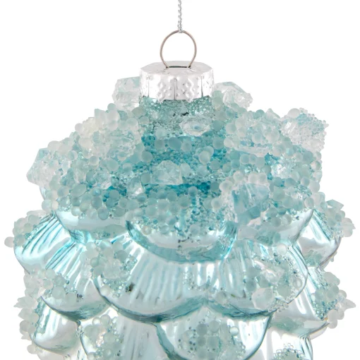 Northlight Pine Cones>4.75" Blue Icy Pine Cone Glass Christmas Ornament
