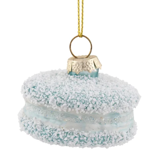 Northlight Food & Beverage>2" Blue Macaroon With Sugar Glass Christmas Ornament