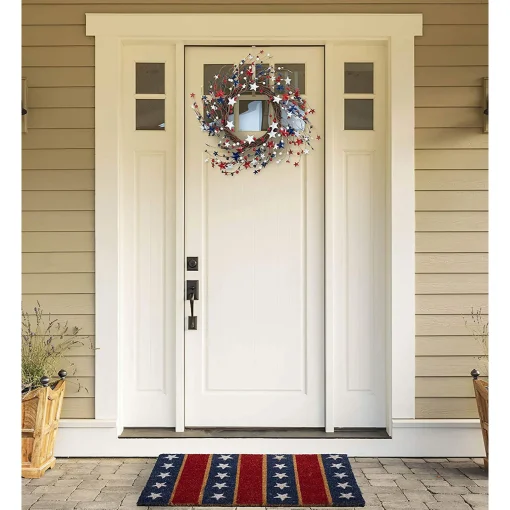 Contemporary Home Living 21" Blue, Red, And White 4Th Of July Artificial Round Wreath