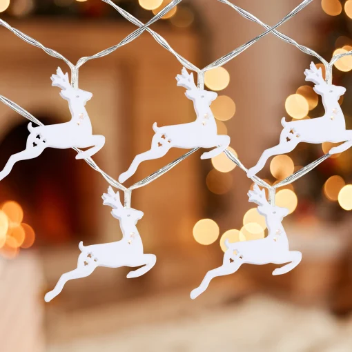Northlight 10 B/O Led Warm White Reindeer Christmas Lights - 3' Clear Wire