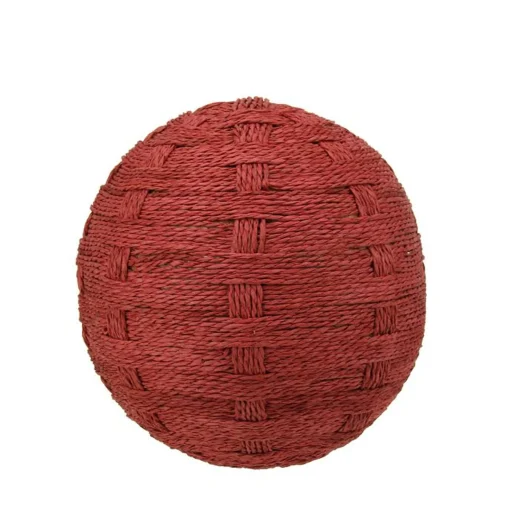 Select Artificials Balls>5.5" Brick Red Basket Weave String Ball Christmas Decoration