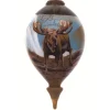 CC Christmas Decor Finials>4.75" Brown And Blue Moose Hand Painted Mouth Blown Glass Hanging Christmas Ornament