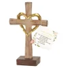 Contemporary Home Living 6" Brown And Gold 50Th Anniversary Tabletop Cross With Hang Tag