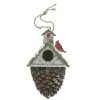 A & B Floral Woodland>10.5" Brown And Green Acorn Bird House With Cardinal Christmas Ornament