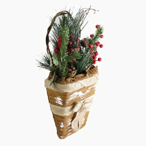 Wall & Door Decorations*Northlight 13.5" Brown And Green Frosted Pine Cones Artificial Christmas Basket