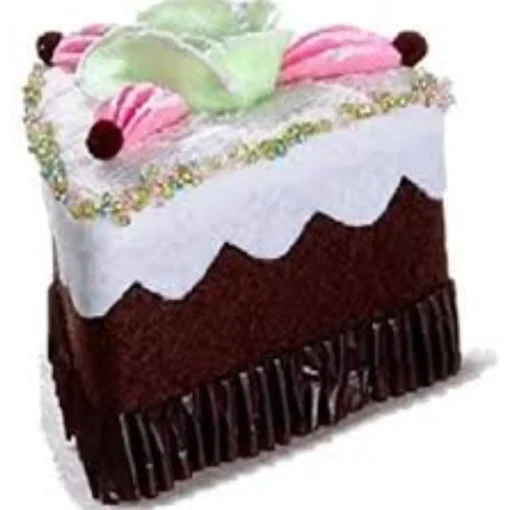 Allstate Food & Beverage>4" Brown And Green Sliced Chocolate Cake With Flower Christmas Ornament