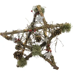 Northlight Stars>15.75" Brown And Green Star With Rustic Twigs Christmas Ornament