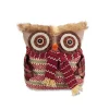 Pillows & Throws*Diva At Home 14" Brown And Red Nordic Owl With Scarf Christmas Throw Pillow