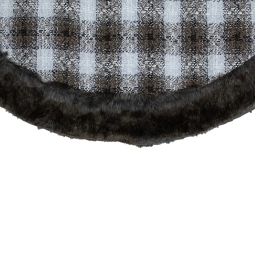 48 Inch And Smaller*Northlight 48" Brown And White Plaid Christmas Tree Skirt With Faux Fur