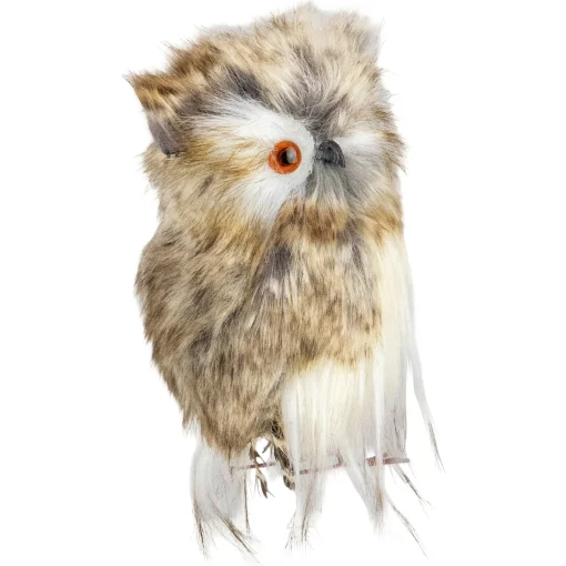 Kurt Adler Animals>4.75" Brown And White Plush Fur Owl Christmas Ornament