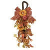 Unlit Teardrops*Contemporary Home Living 32" Brown Harvest Pumpkin And Sunflower Teardrop, Unlit