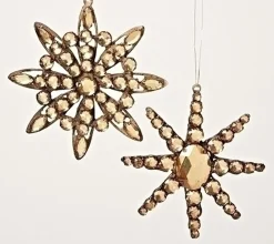 Roman Snowflakes>5.5" Brown Jeweled Diamond Gem Snowflake Christmas Ornament