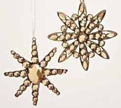 Roman Snowflakes>5.5" Brown Jeweled Diamond Gem Snowflake Christmas Ornament