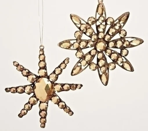Roman Snowflakes>5.5" Brown Jeweled Diamond Gem Snowflake Christmas Ornament