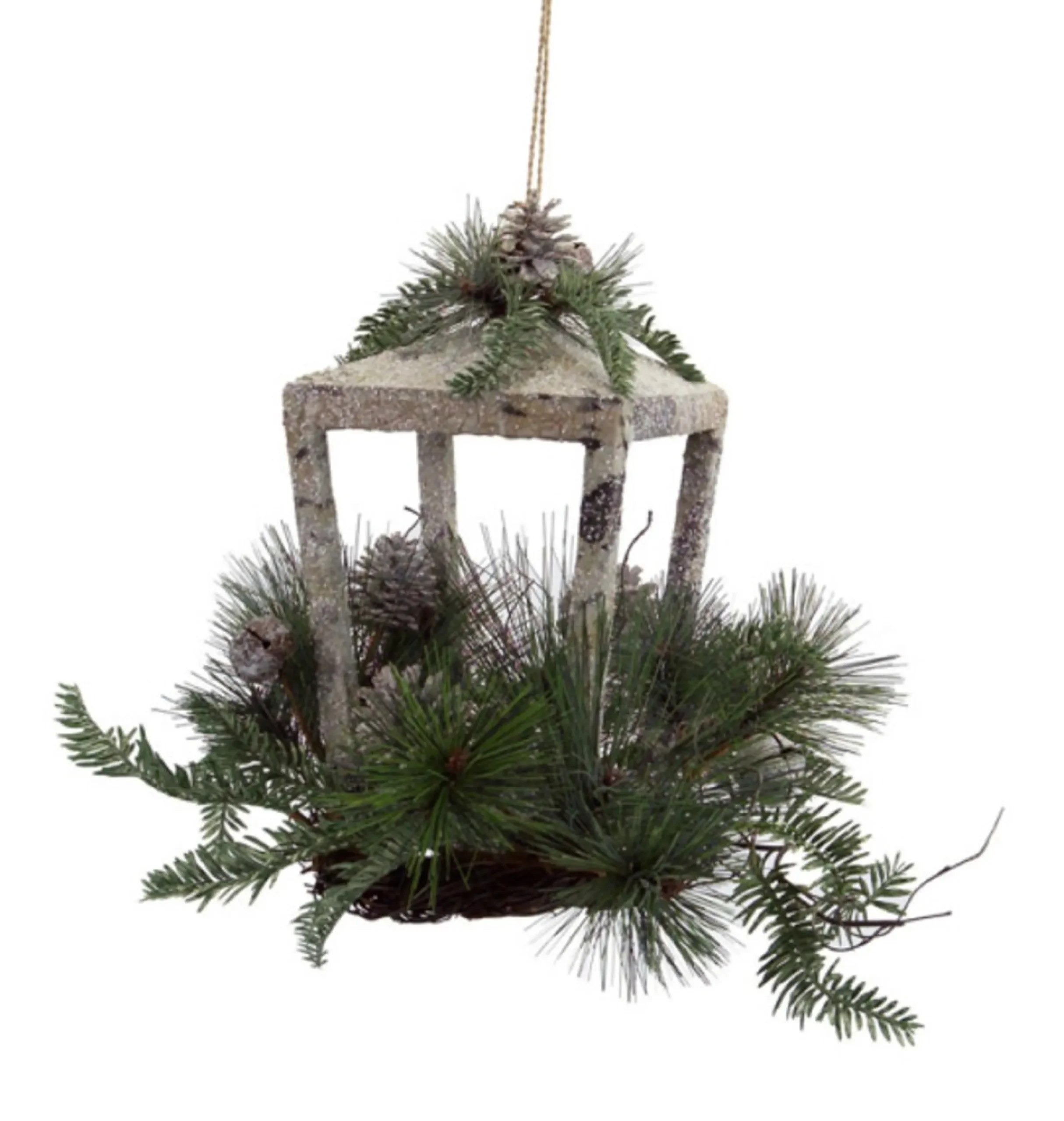 Candles & Holders*Melrose 20" Brown Rustic Finish Glittered Pine Cones And Jingle Bells Christmas Candle Lantern