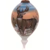 CC Christmas Decor Finials>4.75" Brown Whitetail Deer Hand Painted Mouth Blown Glass Hanging Christmas Ornament