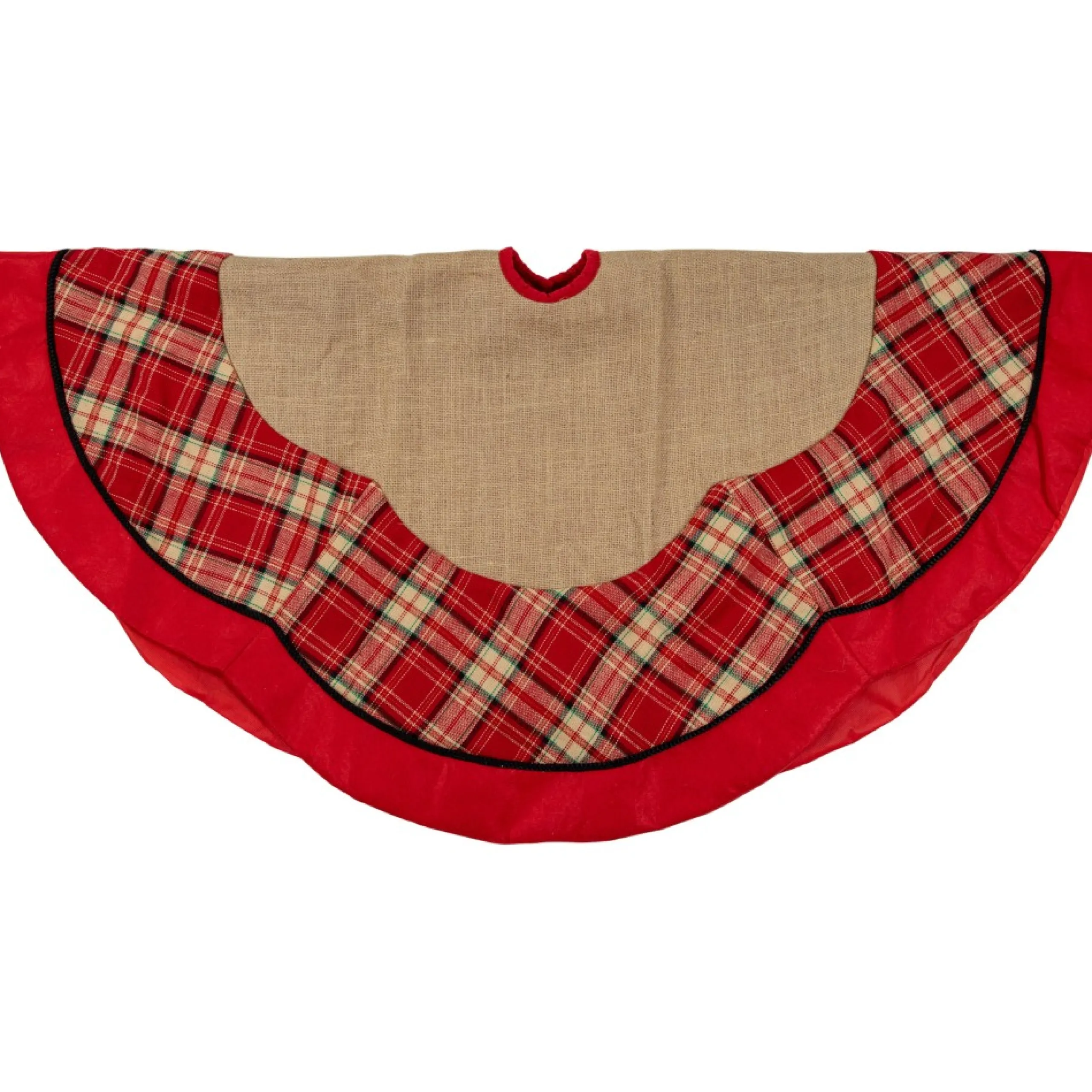 48 Inch And Smaller*Northlight 48" Burlap And Red Plaid Christmas Tree Skirt