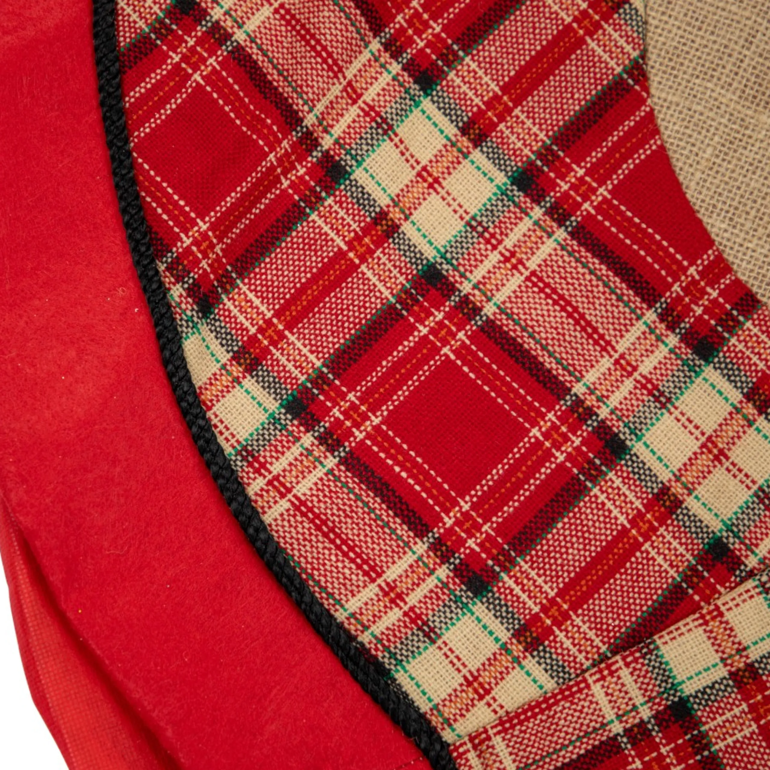 48 Inch And Smaller*Northlight 48" Burlap And Red Plaid Christmas Tree Skirt