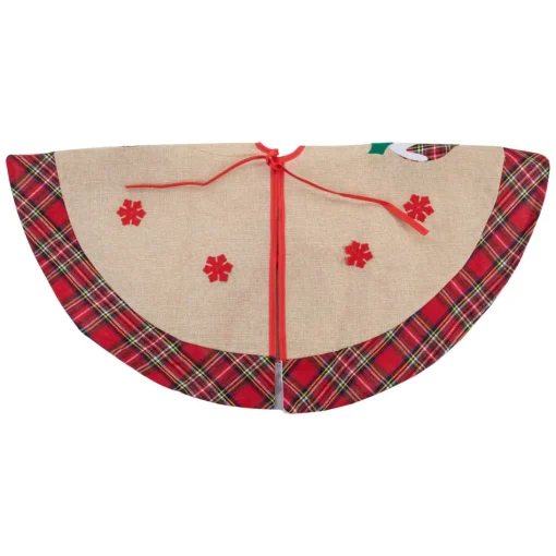 48 Inch And Smaller*Northlight 48" Burlap Plaid Tree Skirt With Christmas Puddings
