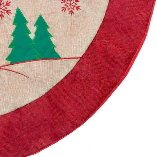 48 Inch And Smaller*Northlight 36" Burlap Santa Claus In Sleigh Embroidered Christmas Tree Skirt