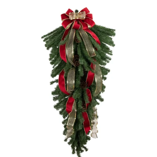 Unlit Teardrops*Northlight 60" Canadian Pine Artificial Christmas Teardrop Swag - Unlit