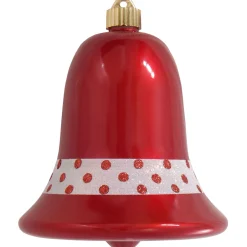Christmas by Krebs Bells & Jingle Buddies>7" Candy Red And White Shatterproof Christmas Bell Ornament