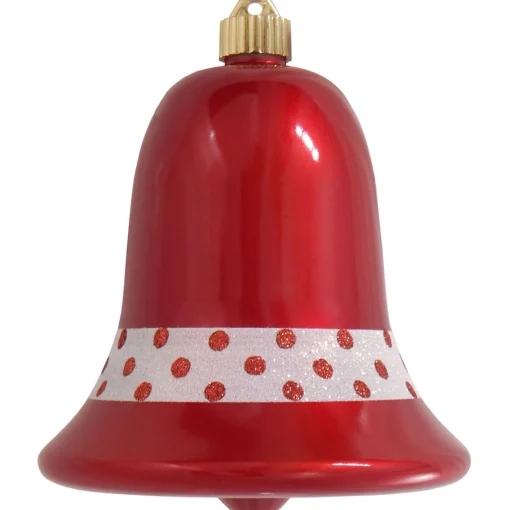 Christmas by Krebs Bells & Jingle Buddies>7" Candy Red And White Shatterproof Christmas Bell Ornament