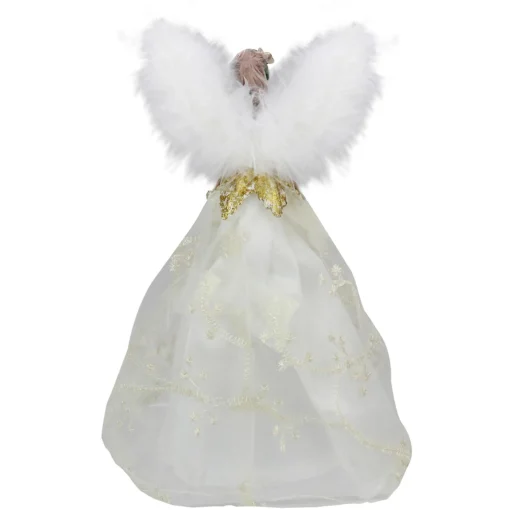 Angel Tree Toppers*Northlight 10" Champagne And White Angel Christmas Tree Topper, Unlit