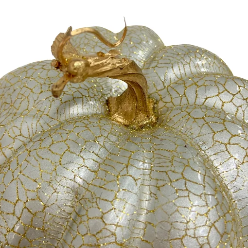 Northlight 9" Champagne Gold Crackled Fall Harvest Pumpkin Decoration