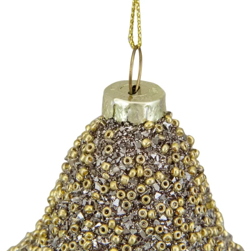 Northlight Garden & Floral>4.75" Champagne Gold Mushroom Glass Christmas Ornament