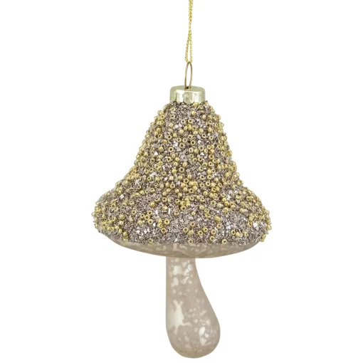 Northlight Garden & Floral>4.75" Champagne Gold Mushroom Glass Christmas Ornament