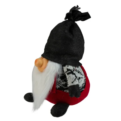 Gnomes*Northlight 9.5" Charcoal Gray And Red Happy Smiling Gnome Christmas Tabletop Decor