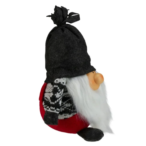Gnomes*Northlight 9.5" Charcoal Gray And Red Happy Smiling Gnome Christmas Tabletop Decor