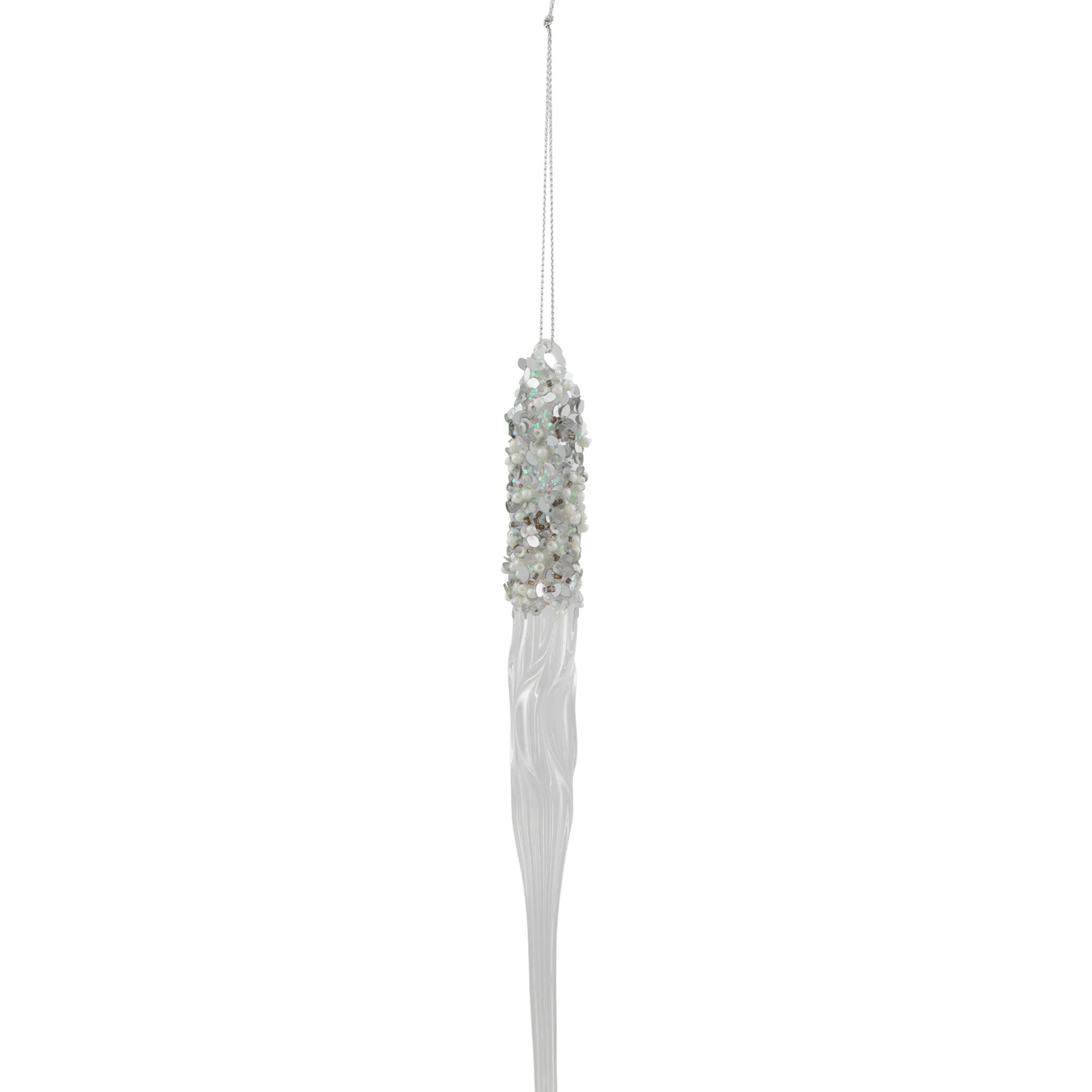 Northlight Icicles>9" Clear Glass Sequined And Beaded Icicle Christmas Ornament