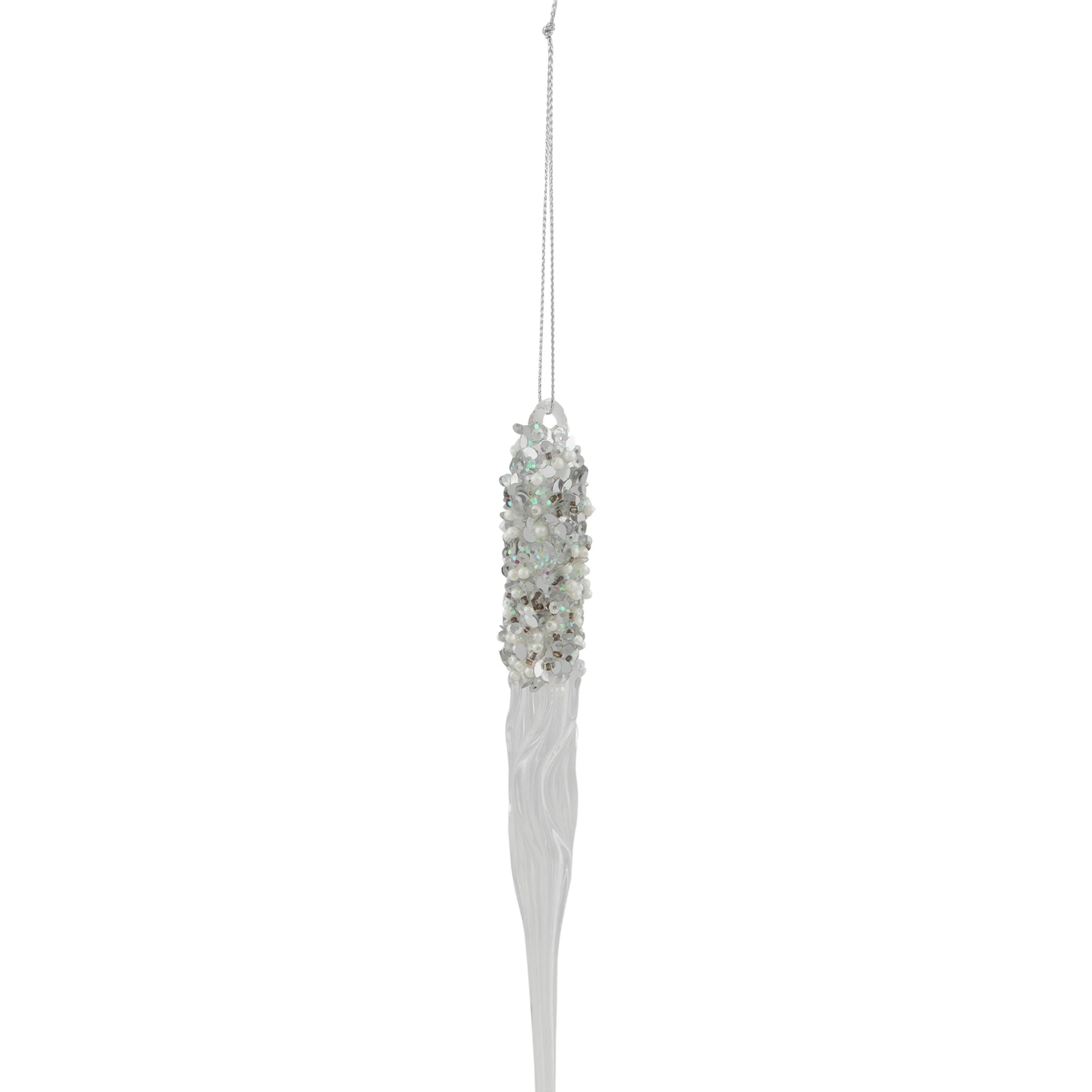 Northlight Icicles>9" Clear Glass Sequined And Beaded Icicle Christmas Ornament