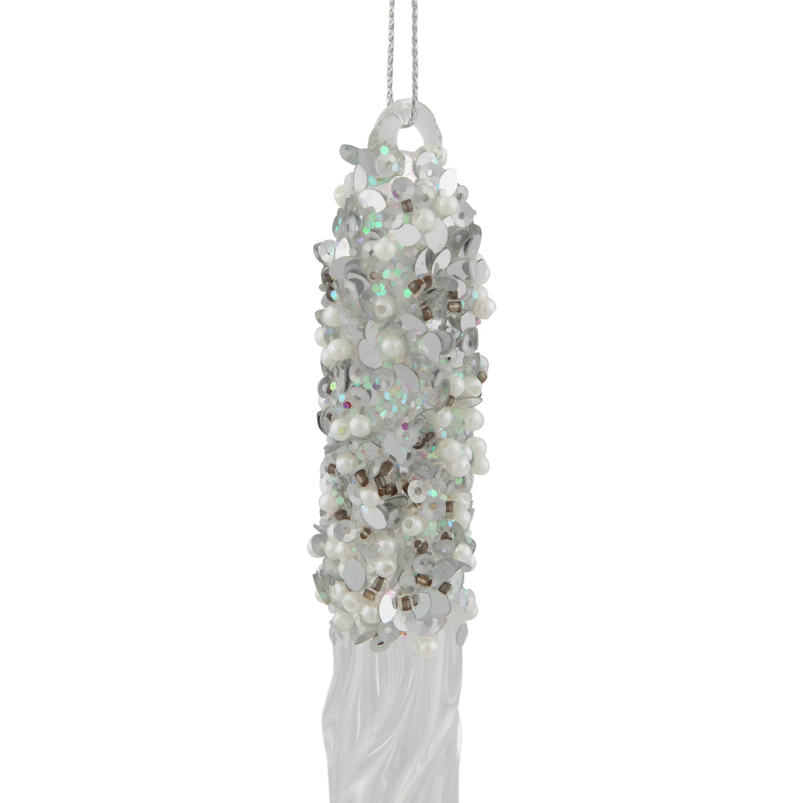 Northlight Icicles>9" Clear Glass Sequined And Beaded Icicle Christmas Ornament