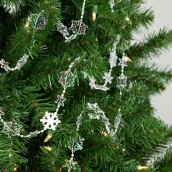 Beaded Garland*Northlight 8' Clear Iridescent Snowflake Beaded Christmas Garland, Unlit